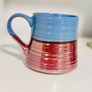 Handcrafted Blue and Red Ceramic Mug